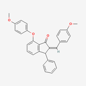 molecular formula C30H24O4 B2709684 7-(4-Methoxyphenoxy)-2-[(4-methoxyphenyl)methylene]-3-phenyl-1-indanone CAS No. 337921-48-9