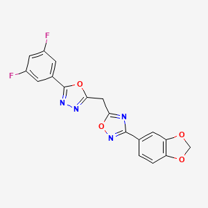 molecular formula C18H10F2N4O4 B2709690 3-(2H-1,3-benzodioxol-5-yl)-5-{[5-(3,5-difluorophenyl)-1,3,4-oxadiazol-2-yl]methyl}-1,2,4-oxadiazole CAS No. 1251587-30-0