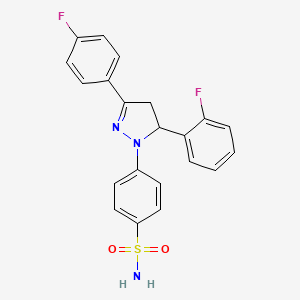 4-(5-(2-fluorophenyl)-3-(4-fluorophenyl)-4,5-dihydro-1H-pyrazol-1-yl)benzenesulfonamide