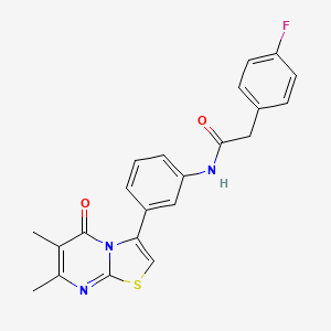 N-(3-(6,7-dimethyl-5-oxo-5H-thiazolo[3,2-a]pyrimidin-3-yl)phenyl)-2-(4-fluorophenyl)acetamide