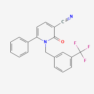 molecular formula C20H13F3N2O B2709705 2-Oxo-6-phenyl-1-[3-(trifluoromethyl)benzyl]-1,2-dihydro-3-pyridinecarbonitrile CAS No. 339109-03-4