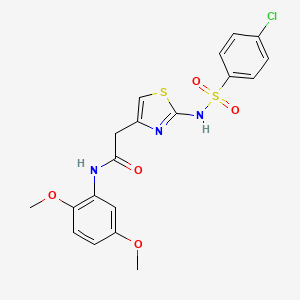 molecular formula C19H18ClN3O5S2 B2709712 2-(2-(4-chlorophenylsulfonamido)thiazol-4-yl)-N-(2,5-dimethoxyphenyl)acetamide CAS No. 921926-03-6