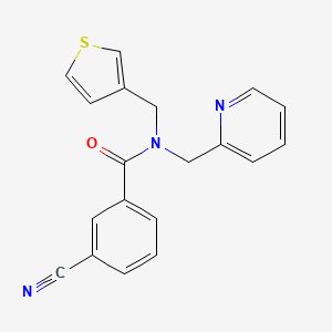 3-cyano-N-(pyridin-2-ylmethyl)-N-(thiophen-3-ylmethyl)benzamide