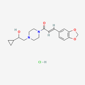 (E)-3-(benzo[d][1,3]dioxol-5-yl)-1-(4-(2-cyclopropyl-2-hydroxyethyl)piperazin-1-yl)prop-2-en-1-one hydrochloride