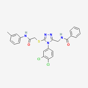 molecular formula C25H21Cl2N5O2S B2709729 N-((4-(3,4-dichlorophenyl)-5-((2-oxo-2-(m-tolylamino)ethyl)thio)-4H-1,2,4-triazol-3-yl)methyl)benzamide CAS No. 391897-40-8