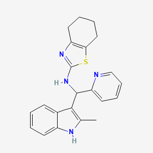 molecular formula C22H22N4S B2709733 N-[(2-methyl-1H-indol-3-yl)(pyridin-2-yl)methyl]-4,5,6,7-tetrahydro-1,3-benzothiazol-2-amine CAS No. 380578-05-2