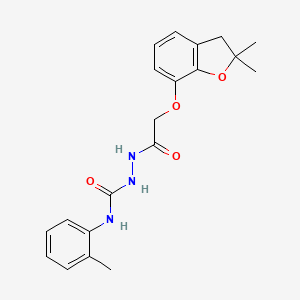 molecular formula C20H23N3O4 B2709742 1-(2-(2,2-二甲基(3-氧代茚-4-基氧基))乙酰)-4-(2-甲基苯基)半胱氨酸肼 CAS No. 1022319-72-7