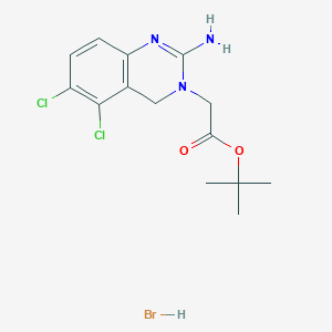 molecular formula C14H18BrCl2N3O2 B2709752 叔丁基 2-(2-氨基-5,6-二氯喹唑啉-3(4H)-基)乙酸酯 溴化氢酸盐 CAS No. 2177267-13-7