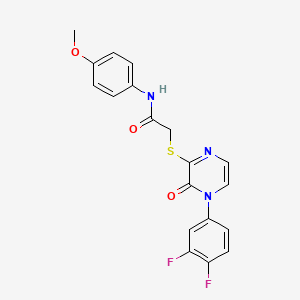 molecular formula C19H15F2N3O3S B2709754 2-{[4-(3,4-difluorophenyl)-3-oxo-3,4-dihydropyrazin-2-yl]sulfanyl}-N-(4-methoxyphenyl)acetamide CAS No. 899958-66-8