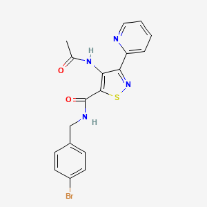 molecular formula C18H15BrN4O2S B2709761 4-acetamido-N-(4-bromobenzyl)-3-(pyridin-2-yl)isothiazole-5-carboxamide CAS No. 1251599-22-0