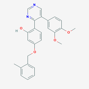 2-[5-(3,4-Dimethoxyphenyl)pyrimidin-4-yl]-5-[(2-methylphenyl)methoxy]phenol
