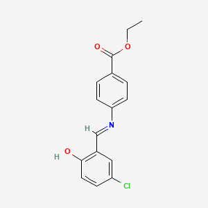 molecular formula C16H14ClNO3 B2709777 ethyl 4-{[(1E)-(5-chloro-2-hydroxyphenyl)methylene]amino}benzoate CAS No. 22583-82-0