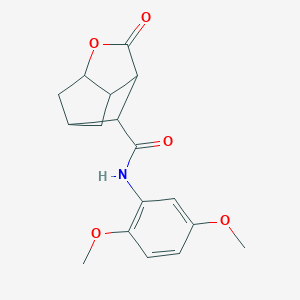 molecular formula C17H19NO5 B270978 N-(2,5-dimethoxyphenyl)-5-oxo-4-oxatricyclo[4.2.1.0~3,7~]nonane-9-carboxamide 