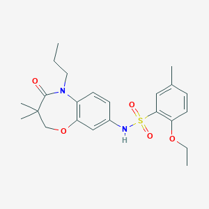 molecular formula C23H30N2O5S B2709780 N-(3,3-二甲基-4-氧代-5-丙基-2,3,4,5-四氢苯并[b][1,4]噁唑-8-基)-2-乙氧基-5-甲基苯磺酰胺 CAS No. 921997-65-1