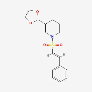molecular formula C16H21NO4S B2709781 3-(1,3-dioxolan-2-yl)-1-[(E)-2-phenylethenyl]sulfonylpiperidine CAS No. 1311995-46-6