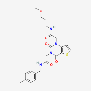 molecular formula C22H26N4O5S B2709785 N-(3-methoxypropyl)-2-[3-[2-[(4-methylphenyl)methylamino]-2-oxoethyl]-2,4-dioxothieno[3,2-d]pyrimidin-1-yl]acetamide CAS No. 866014-64-4