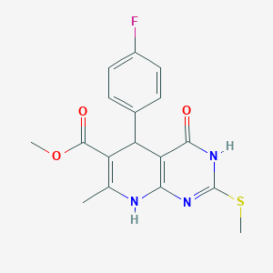 molecular formula C17H16FN3O3S B2709805 甲酸甲酯-5-(4-氟苯基)-7-甲基-2-(甲硫基)-4-氧代-3,4,5,8-四氢喹啉并[2,3-d]嘧啶-6-羧酸酯 CAS No. 537045-51-5