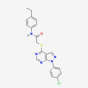 molecular formula C21H18ClN5OS B2709814 2-((1-(4-氯苯基)-1H-吡唑并[3,4-d]嘧啶-4-基)硫)-N-(4-乙基苯基)乙酰胺 CAS No. 848920-78-5