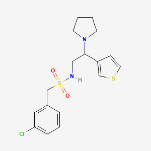 molecular formula C17H21ClN2O2S2 B2709818 1-(3-chlorophenyl)-N-(2-(pyrrolidin-1-yl)-2-(thiophen-3-yl)ethyl)methanesulfonamide CAS No. 955238-29-6