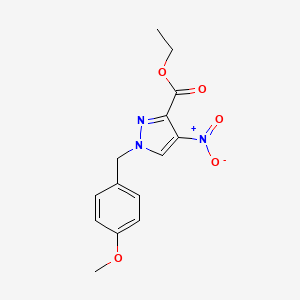 molecular formula C14H15N3O5 B2709826 1-(4-methoxy-benzyl)-4-nitro-1H-pyrazole-3-carboxylic acid ethyl ester CAS No. 825619-24-7