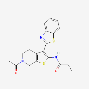 molecular formula C20H21N3O2S2 B2709830 N-(6-acetyl-3-(benzo[d]thiazol-2-yl)-4,5,6,7-tetrahydrothieno[2,3-c]pyridin-2-yl)butyramide CAS No. 864859-82-5