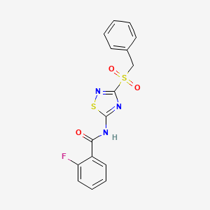 molecular formula C16H12FN3O3S2 B2709831 N-(3-(benzylsulfonyl)-1,2,4-thiadiazol-5-yl)-2-fluorobenzamide CAS No. 924865-35-0