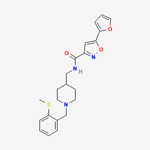 molecular formula C22H25N3O3S B2709843 5-(furan-2-yl)-N-((1-(2-(methylthio)benzyl)piperidin-4-yl)methyl)isoxazole-3-carboxamide CAS No. 1235661-68-3
