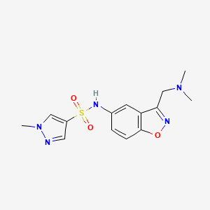 molecular formula C14H17N5O3S B2709844 N-[3-[(Dimethylamino)methyl]-1,2-benzoxazol-5-yl]-1-methylpyrazole-4-sulfonamide CAS No. 2379988-94-8