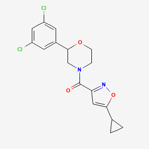 molecular formula C17H16Cl2N2O3 B2709849 (5-Cyclopropylisoxazol-3-yl)(2-(3,5-dichlorophenyl)morpholino)methanone CAS No. 1421484-64-1