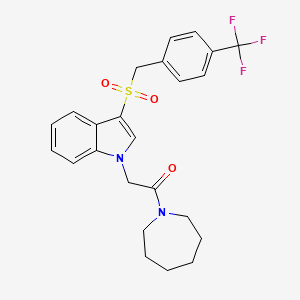 molecular formula C24H25F3N2O3S B2709856 1-(2-azepan-1-yl-2-oxoethyl)-3-{[4-(trifluoromethyl)benzyl]sulfonyl}-1H-indole CAS No. 878060-87-8