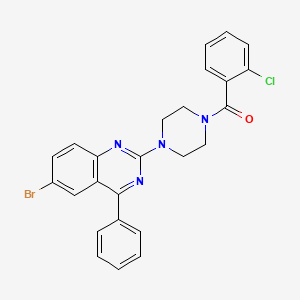 molecular formula C25H20BrClN4O B2709858 6-Bromo-2-[4-(2-chlorobenzoyl)piperazin-1-yl]-4-phenylquinazoline CAS No. 330202-30-7