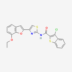 molecular formula C22H15ClN2O3S2 B2709864 3-氯-N-(4-(7-乙氧基苯并呋喃-2-基)噻唑-2-基)苯并[b]噻吩-2-甲酰胺 CAS No. 921797-64-0