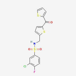 3-chloro-4-fluoro-N-((5-(thiophene-2-carbonyl)thiophen-2-yl)methyl)benzenesulfonamide