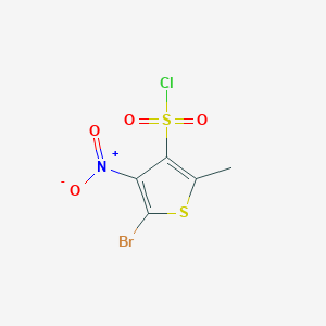 molecular formula C5H3BrClNO4S2 B2709877 5-溴-2-甲基-4-硝基噻吩-3-磺酰氯 CAS No. 82834-49-9