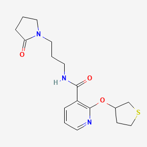 molecular formula C17H23N3O3S B2709885 N-(3-(2-oxopyrrolidin-1-yl)propyl)-2-((tetrahydrothiophen-3-yl)oxy)nicotinamide CAS No. 2034390-28-6