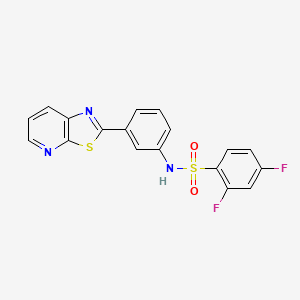 molecular formula C18H11F2N3O2S2 B2709888 2,4-二氟-N-(3-(噻唑并[5,4-b]嘧啶-2-基)苯基)苯磺酰胺 CAS No. 912623-75-7