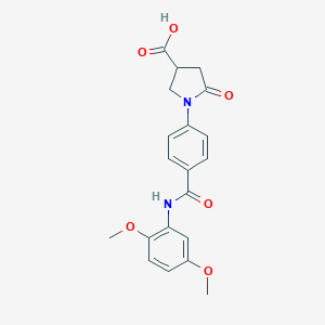 molecular formula C20H20N2O6 B270989 1-{4-[(2,5-Dimethoxyanilino)carbonyl]phenyl}-5-oxo-3-pyrrolidinecarboxylic acid 