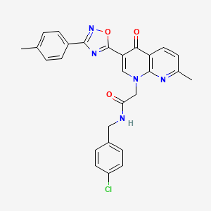 molecular formula C27H22ClN5O3 B2709890 N-(4-chlorobenzyl)-2-(7-methyl-4-oxo-3-(3-(p-tolyl)-1,2,4-oxadiazol-5-yl)-1,8-naphthyridin-1(4H)-yl)acetamide CAS No. 1029770-62-4