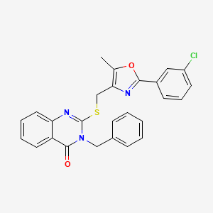 molecular formula C26H20ClN3O2S B2709914 3-benzyl-2-(((2-(3-chlorophenyl)-5-methyloxazol-4-yl)methyl)thio)quinazolin-4(3H)-one CAS No. 1114878-44-2