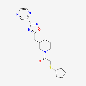 molecular formula C19H25N5O2S B2709934 2-(Cyclopentylthio)-1-(3-((3-(pyrazin-2-yl)-1,2,4-oxadiazol-5-yl)methyl)piperidin-1-yl)ethanone CAS No. 1706014-33-6