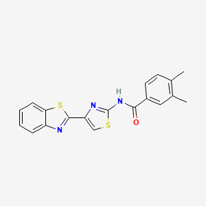 molecular formula C19H15N3OS2 B2709941 N-[4-(1,3-benzothiazol-2-yl)-1,3-thiazol-2-yl]-3,4-dimethylbenzamide CAS No. 477486-50-3