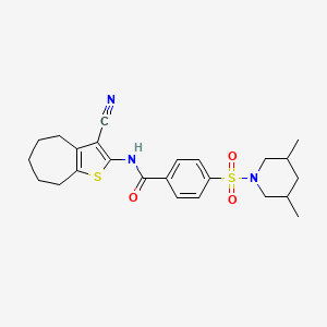 molecular formula C24H29N3O3S2 B2709943 N-(3-cyano-5,6,7,8-tetrahydro-4H-cyclohepta[b]thiophen-2-yl)-4-((3,5-dimethylpiperidin-1-yl)sulfonyl)benzamide CAS No. 391867-47-3