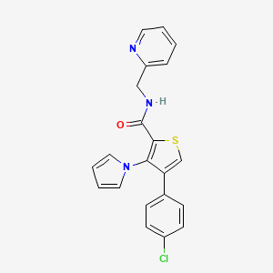 4-(4-chlorophenyl)-N-(pyridin-2-ylmethyl)-3-(1H-pyrrol-1-yl)thiophene-2-carboxamide