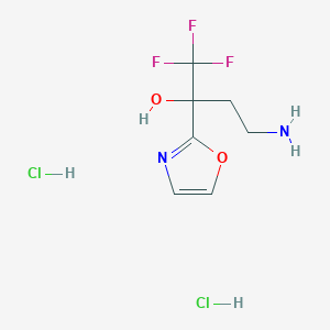 molecular formula C7H11Cl2F3N2O2 B2709954 4-Amino-1,1,1-trifluoro-2-(1,3-oxazol-2-yl)butan-2-ol;dihydrochloride CAS No. 2253640-14-9