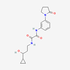 molecular formula C18H23N3O4 B2709963 N1-(3-cyclopropyl-3-hydroxypropyl)-N2-(3-(2-oxopyrrolidin-1-yl)phenyl)oxalamide CAS No. 1396885-41-8