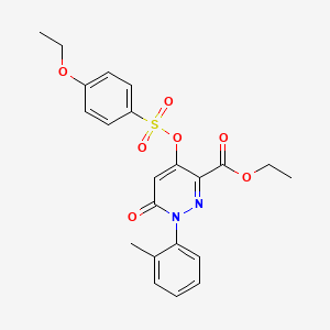 molecular formula C22H22N2O7S B2709964 乙酸4-(((4-乙氧基苯基)磺酰氧基)-6-氧代-1-(邻甲苯)-1,6-二氢吡啶并[3-甲酸酯 CAS No. 900008-72-2