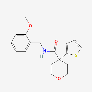 N-[(2-methoxyphenyl)methyl]-4-thiophen-2-yloxane-4-carboxamide