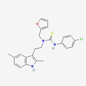 molecular formula C24H24ClN3OS B2709975 3-(4-chlorophenyl)-1-(2-(2,5-dimethyl-1H-indol-3-yl)ethyl)-1-(furan-2-ylmethyl)thiourea CAS No. 851936-92-0