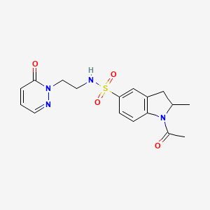 molecular formula C17H20N4O4S B2709982 1-acetyl-2-methyl-N-(2-(6-oxopyridazin-1(6H)-yl)ethyl)indoline-5-sulfonamide CAS No. 1021219-48-6