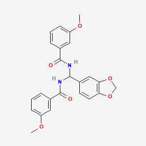 molecular formula C24H22N2O6 B2709987 N-[1,3-benzodioxol-5-yl-[(3-methoxybenzoyl)amino]methyl]-3-methoxybenzamide CAS No. 620563-09-9